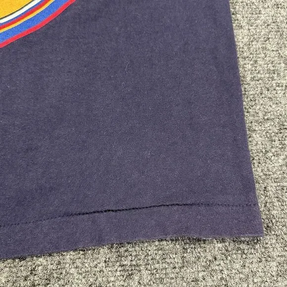 Vintage 90s College Ware Basketball T Shirt Men L Navy Single Stitch Made In USA - Picture 5 of 11